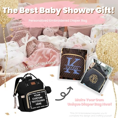 ROSEGIN Diaper Bag Backpack with Changing Pad Pacifier Case, Baby Bag for Boy Girl Toddler - Large,Stylish, Waterproof Travel Quilted Diaper Bag for Mom - Baby Shower Gifts, Black - color: Black