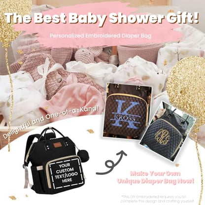 ROSEGIN Diaper Bag Backpack with Changing Pad Pacifier Case, Baby Bag for Boy Girl Toddler - Large,Stylish, Waterproof Travel Quilted Diaper Bag for Mom - Baby Shower Gifts, Black - color: Black