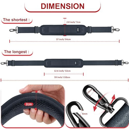 ZINMARK Shoulder Strap 59 inch, Extra-Thick Fixed Cushion Pad and Dual Clasps Universal Replacement Strap for Bags, Camera, Crossbody，Lawn,Mower -Dark Gray - color: Dark Gray
