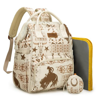 Montana West Wrangler Diaper Bag Backpack Aztec Callie Bag Travel Backpack Purses Western Multi-Function Baby Bags for Mom - color: 3pcs Khaki