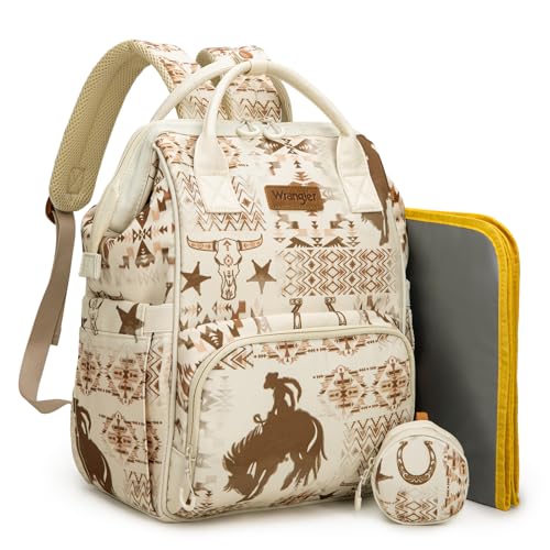 Montana West Wrangler Diaper Bag Backpack Aztec Callie Bag Travel Backpack Purses Western Multi-Function Baby Bags for Mom - color: 3pcs Khaki