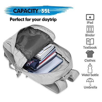 ZOMAKE Lightweight Packable Backpack, 35L Light Foldable Hiking Backpacks Water Resistant Collapsible Daypack for Travel(Sliver Grey) - color: Sliver Grey