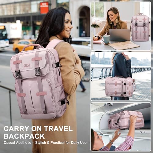 PIJUSHI Travel Backpack for Women Carry on Convertible Duffle Bag Flight Approved Luggage Backpack Fit 16-inch Laptop(PE053 Ashen Purple) - color: Ashen Purple