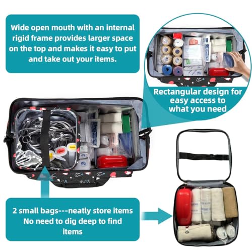 Nurse Rolling Medical Duffle Bag Work Nursing Clinical Home Health Cna Nr Gift Carry On Bag Wheel Doctor Emt Ems Healthcare (black and red) - color: black and red