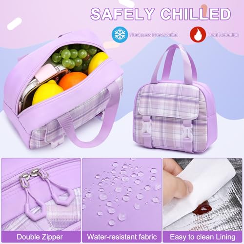MOMUVO Girls Backpack with Lunch Box, Backpacks for Teen Girls, Backpack and Lunch Box Set - color: Purple Sets
