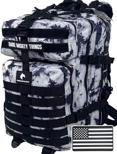 AMERICANPHOENIX 45L Elite Tactical Backpack | 3X Stronger Work & Military Backpack | Water Resistant and Heavy Duty | 3 Day MOLLE Bug Out Bag (Black Ice) - color: Black Ice