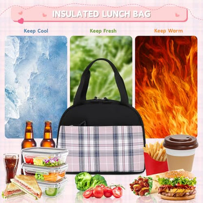 MUSEVOS Girls Backpack with Lunch Bag, Elementary Middle School Backpack, Large Capacity Kids Bookbag 3 Pcs Set - color: Blackpink-3pcs-set