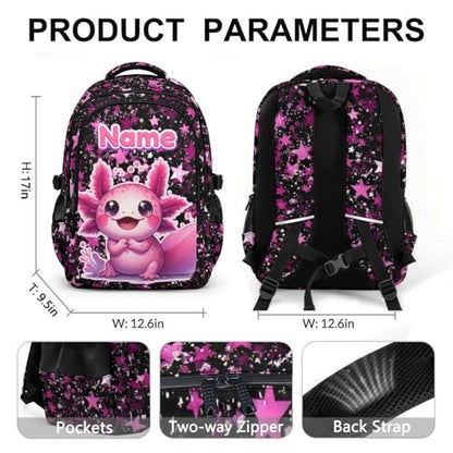 Girls Backpack Custom Backpacks with Name for Kids Back to School, Durable 17 Inch Schoolbags for School Travel Picnic - color: Pink2