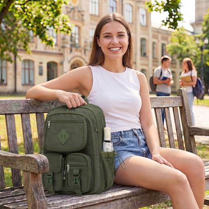 Mesh Backpack for Girls Boys, Women Mesh Bookbags Heavy Duty Semi-Transparent School Bag Net Back Pack for Travel, Beach, Swimming, Work - Army Green - color: Army Green