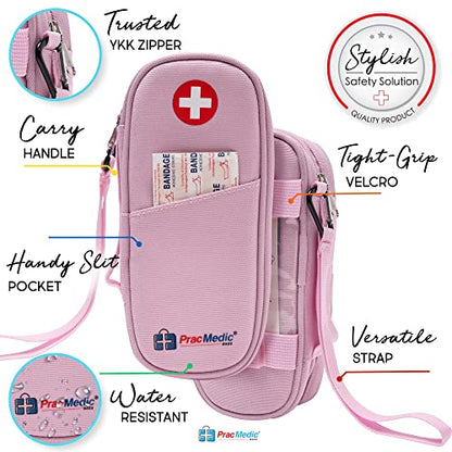 PracMedic Bags Epi Pens Carrying Case- Insulated Epipen Carry Case (Pink) | Holds 2 Epi Pens, Auvi-Q or Neffy, Inhaler & Antihistamine. Medical Case for Allergy, Asthma & Diabetes Medicines. - color: Quartz Pink