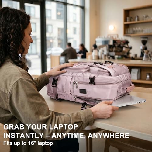 PIJUSHI Travel Backpack for Women Carry on Convertible Duffle Bag Flight Approved Luggage Backpack Fit 16-inch Laptop(PE053 Ashen Purple) - color: Ashen Purple