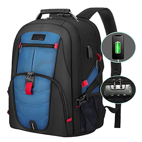 LOVEVOOK Travel Laptop Backpack Waterproof Anti Theft with Lock and USB Charging Port Large Computer Business Backpack for Men Women College (15.6 inch, Blue) - color: Blue, size: 15.6 inch