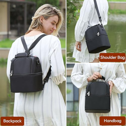 NCVI Breastmilk Cooler Bag with 2 Ice Pack, Breast Pump Bag with Cooler Fits 6 Bottles, Double Layer Breast Milk Travel Bag Baby Bottle, for Travel, Nursing Mom Daycare, Work, Picnic (Black) - color: Black