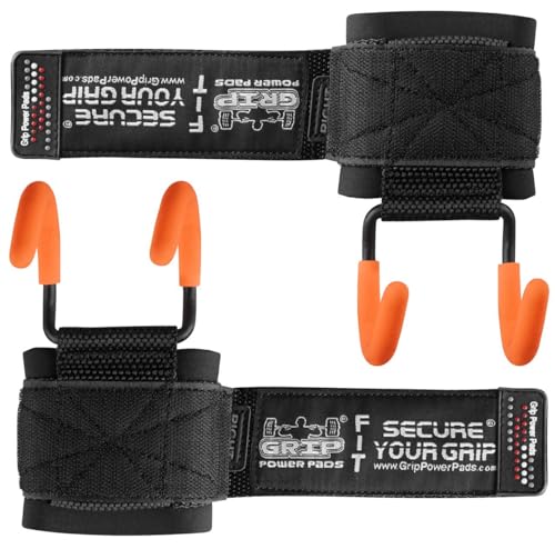 Weight Lifting Rod Hooks Heavy Duty Wrist Wraps Power Weight Lifting Training Gym Grips Straps Set of 2 - color: ORANGE, size: WOMEN-Wrist Size Small/Medium