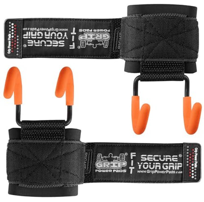 Weight Lifting Rod Hooks Heavy Duty Wrist Wraps Power Weight Lifting Training Gym Grips Straps Set of 2 - color: ORANGE, size: WOMEN-Wrist Size Small/Medium