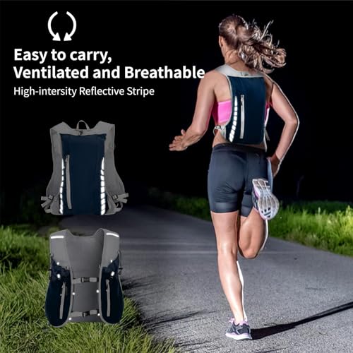 Hydration Running Vest for Women Men,Lightweight Breathable Reflective Hydration Pack with 500ml Water Bottle,Hydration Vest Pack Backpack for Hiking,Camping,Trail Running,Cycling,Race,Marathon - color: 673RV-Dark blue