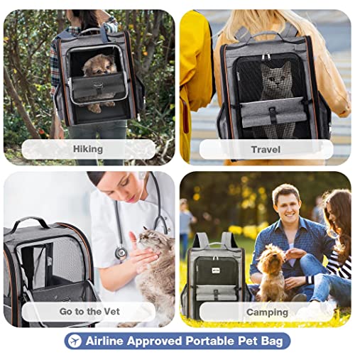 Extra Large Cat Backpack Carrier Expandable Pet Carrier Backpack for Small/Medium Dogs and Medium/Large Cats, Grey - color: Grey