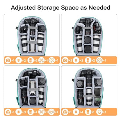 MOSISO Camera Backpack, DSLR/SLR/Mirrorless Photography Camera Bag 15-16 inch Waterproof Hardshell Case with Tripod Holder&Laptop Compartment Compatible with Canon/Nikon/Sony, Aquamarine - color: Aquamarine