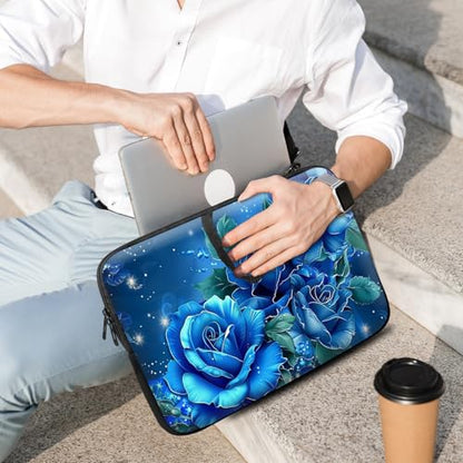 14 15 15.4 15.6 inch Laptop Handle Bag Computer Bag, Pouch Holder Notebook Sleeve Cover Soft Case Compatible for Dell,Lenovo,Toshiba HP, Asus Notebook-Blue Roses - color: Blue Roses