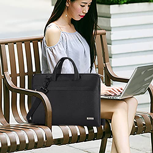 Voova Laptop Bag 13 14 Inch, Waterproof Computer Sleeve Carrying Case with Shoulder Straps & Handle Compatible with Macbook Air 13 M2/M3/M4, MacBook Pro 13/14, HP Dell Lenovo Chromebook 14, Black - color: Black, size: 13-14 Inch(35 x 24 x 2.5 cm)