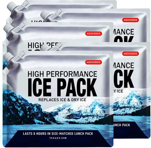 Reusable Ice Packs for Lunch Box Long Lasting Slim Gel Freezer Packs for Cooler Bag Cooler Backpack, Keeps Food Cold Fresh for Work & School & Camping & Outdoor Gear(6.5"x7.5"x5P) - size: Small-5pk