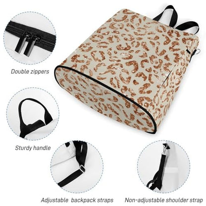 Waterproof Backpack Leopard Print Beige Casual Bags for Women Anti-theft Daypacks Fashion Versatile Bag - color: Leopard Print Beige, size: No Custom