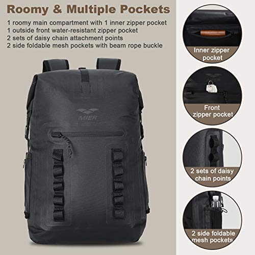 MIER Dry Bag Waterproof Backpack 30L Dry Sack Heavy Duty Roll-Top Closure for Kayaking, Beach, Boating, Swimming, Surfing - color: Black