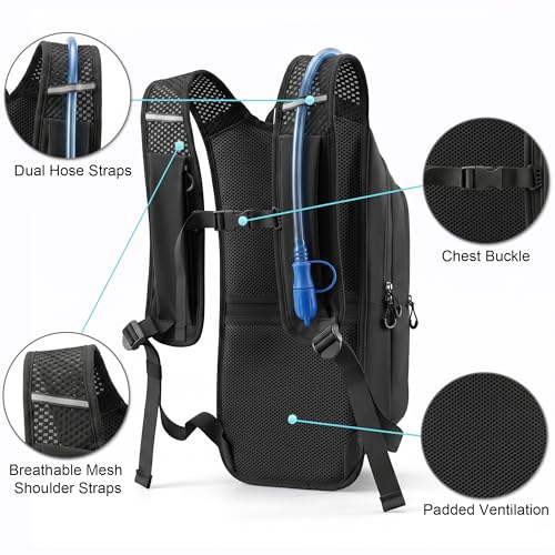 MIYCOO Hydration Backpack - Lightweight Hiking Water Backpack with 2L Water Bladder, Running Hydration Vest Backpack for Men Women, Hydration Pack for Hiking, Cycling, Climbing - color: Dark Gray