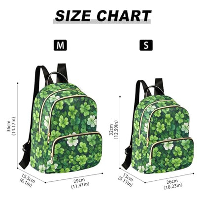 St. Patrick's Day Green Leaf Aesthetic Mini Backpack Purse for Women Shoulder Bag Fashion Daypack Ladies Handbag Lightweight Travel Bag Rucksack - color: Green Leaf-1, size: Small