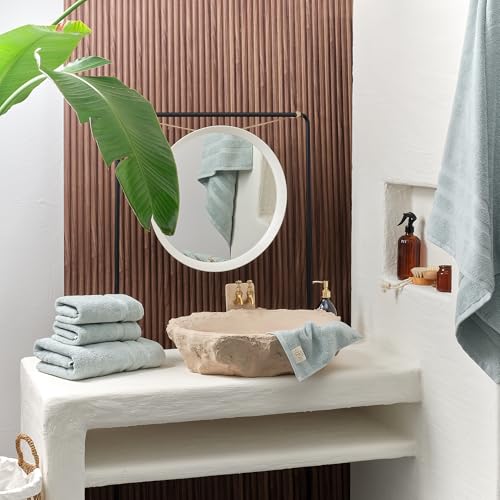 SOFE H&L | Olea Luxury Cotton Turkish Bath Towels Set of 4 Light Blue | Premium, Soft, Durable, Absorbent | Hotel Quality Plush Towels and Thick Towel Sets - color: Light Blue, size: Set of 4 - Bath Towel