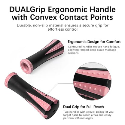 Muscle Roller Massage Roller Stick- Deep Tissue Fascia Blaster for Myofascial Pain Relief, Lymphatic Drainage & Body Sculpting, Handheld Physical Therapy & Recovery Tool (Pink black-18 inch) - color: Pink Black