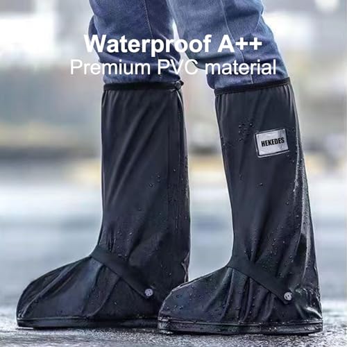 Waterproof Shoe Covers, Reusable & Foldable Rain Boot Shoe Cover with Zipper, Non-Slip, Reflector, Men Women Rain Gear, Black - size: Medium