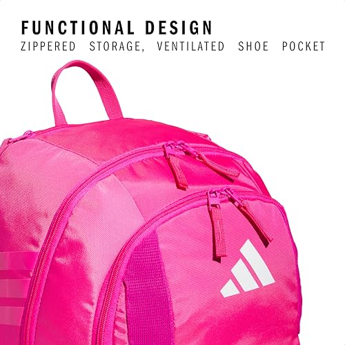 adidas Stadium 4 Soccer Backpack – Team Sports Bag with Ball Pocket, 36L - color: Shock Pink 2