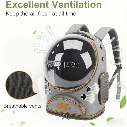 Cat Backpack Carrier, Breathable Cat Carrier Large Space Bubble Pet Backpack for Small Dog and Large cat up to 18lbs, Transparent & Foldable Pet Carrier for Travel Hiking (Grey) - color: Grey
