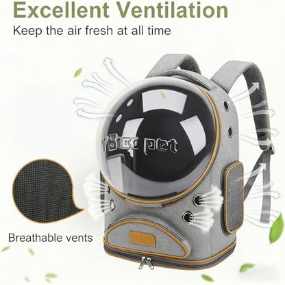 Cat Backpack Carrier, Breathable Cat Carrier Large Space Bubble Pet Backpack for Small Dog and Large cat up to 18lbs, Transparent & Foldable Pet Carrier for Travel Hiking (Grey) - color: Grey