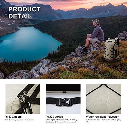 MOUNTAINTOP Hiking Backpack 35L Travel Backpack Lightweight Daypack for Men&Women Outdoor Camping - color: 6413-creamy White