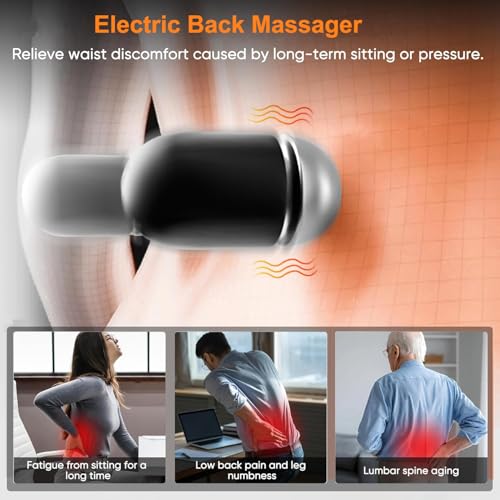 3 in 1 Back Massager, Electric Lumbar Support Pillow Heat Vibration Massage Lower Back Spine Decompression Device, Light Gray - color: Light Grey