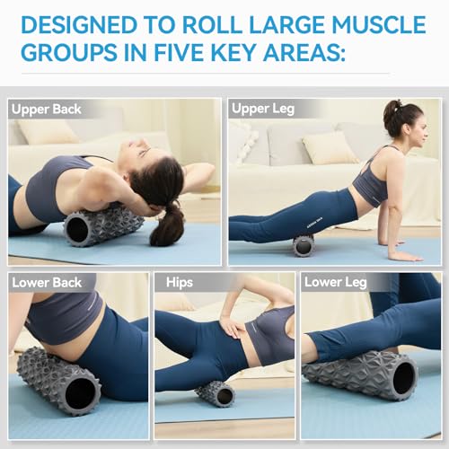 Foam Roller - 15 inch Deep Tissue Massager for Muscle Massage, Myofascial Trigger Point Release, Exercise, Yoga, Pilates & Stretching(Gray) - color: Gray
