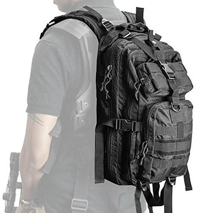 DKC452 Assault Compact Stealth Military Molle Daypack Hunting Camping Outdoor Hiking Paintball Airsoft Bag, Black, 18-Inch