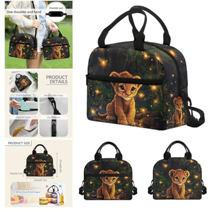 Cute Lion Backpack for Boys Girls Backpack with Lunch Box Water Bottle Carrier and Zipper Pencil Case 4Pcs Set 17" Bookbag with Large Front Pocket Lightweight School Bag for Kids Elementary - color: Cute Lion