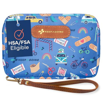 KeepGoing Travel First Aid Kit for Kids – 130 Pc. for Car, Home, Purse, Diaper Bag & Backpack with Latex-Free Bandages - Mini First Aid Kit Travel Size TSA-Approved