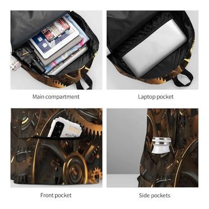 Cool Steampunk Gears Travel Backpack for Men Women 15.6 inch Laptop Backpack Casual Daypack for Weekender - color: Cool Steampunk Gears