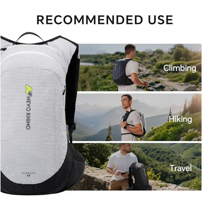 N NEVO RHINO 17L Hydration Backpack with 500ml/17oz Soft Flask for Men & Women, Lightweight Hiking Backpack, Water Backpack for Hiking, Camping, Traveling - color: White