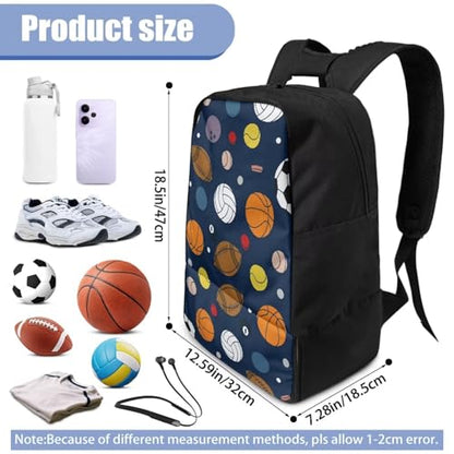 18.5in Basketball Backpack Basketball Bag with Shoe Compartment & Ball Holder, Waterproof Bag for Soccer Volleyball - color: Cartoon Multi Ball Sports Print