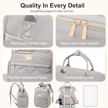 Weitars Diaper Bag Backpack Travel Diaper Backpack, Large Baby Diaper Bag with Changing Pad Baby Bag for Boys Girls, Insulated Pockets, Waterproof Baby Backpack for Mom & Maternity (Gray) - color: Grey