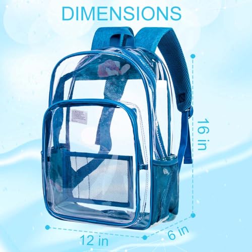 AGSDON Clear Backpack, Heavy Duty Transparent Bookbag, See Through PVC Backpacks for Women Men - color: Navy