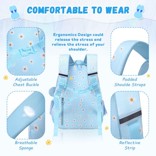 PIG PIG GIRL Kids Backpack for Girls - School Bags for Middle School Students - Book Bag for Elementary Primary - Kawaii Ita Backpack - Blue Daisy - color: Blue Daisy