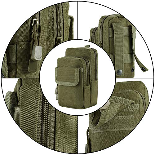 FRTKK 2 Pack Molle Pouches - Tactical Compact Water-Resistant EDC Pouch Bag Small Utility Pouch - color: 2 Pack-Army green 2