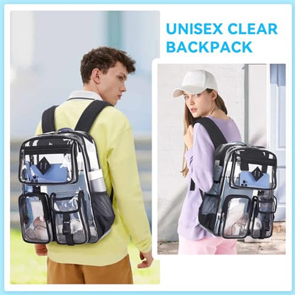 PIG PIG GIRL Clear Backpack for School,Heavy Duty PVC Transparent Bookbag for Girls Stadium Approved See Through Backpack - color: 2-black