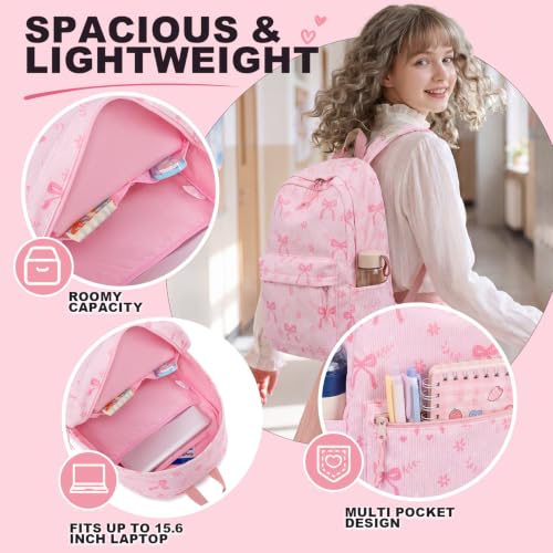 LEDAOU Kids Backpack for Boys Girls Preschool Kindergarten Elementary School Bookbag Toddler School Bag with Chest Strap (Bow flower pink) - color: Bow Flower Pink